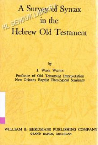 Image of A survey of Syntax in the Hebrew Old Testament