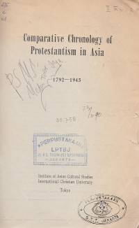 Image of Comparative chronology of protestantism in asia 1792-1945