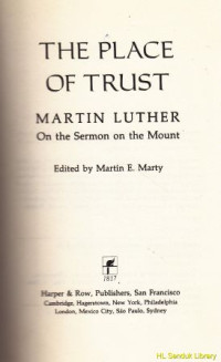 Image of The place of trust : on the sermon on the mount